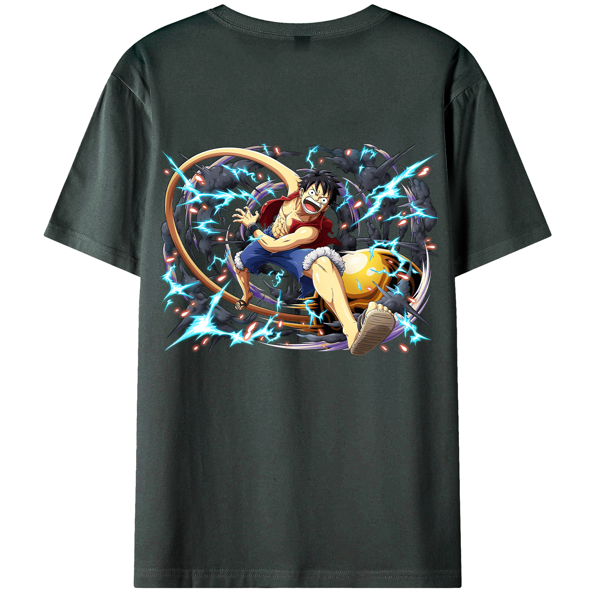ワンピース モンキー・D・ルフィ ONE PIECE Monkey D. Luffy 綿100％ メンズ半袖Tシャツ（バックプリント） 通気性
